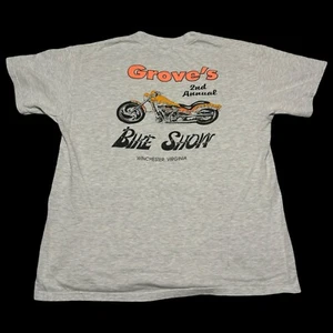 Hanes 90s Grove’s Second Annual Bike Show Gray Shirt Adult Large - Picture 1 of 5