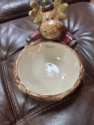 St. Nicholas Square Heartland Moose Ceramic Candy Serving Dish Bowl Christmas - Image 1 of 4