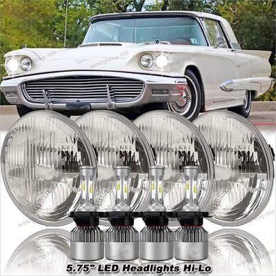 4PCS 5.75'' LED Headlights Hi/Lo Beam Halo DRL H4 for Ford Thunderbird 1958-1976 - Image 1 of 4