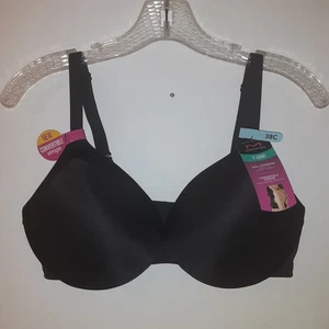 Maidenform T Shirt Bra 38C Black Convertible Straps Full Coverage - Picture 1 of 9
