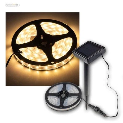CHILITEC LED Solar Tira LED 3m Blanco Cálido IP44, Cinta de Luz Exterior, Sensor Crepuscular