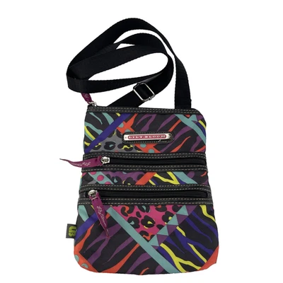 Bolso Bandolera Lily Bloom Multi Cremallera Inspirado Años 90 Colorido Negro Estampado Animal Foto 1 de 4
