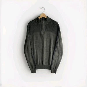 Pull pull homme 1/4 zip tricot coton vert Rock & Republic taille 2XL neuf sans étiquette - Photo 1/8