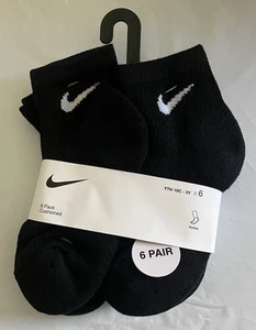 NIKE Brand Boys Socks Ankle -Cushioned Breathable Dri Fit 6 Prs SIZE 10C-3Y - Picture 1 of 2
