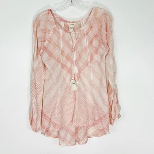 Blusa túnica Sundance rosa a cuadros calce relajado talla pequeña algodón ligera - Imagen 1 de 9