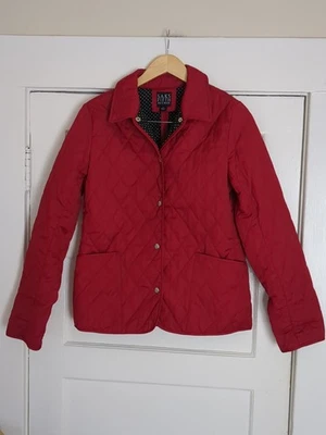 Chaqueta de Granero Saks Fifth Ave Acolchada Diamante A Presión Mediana Roja Forrada a Lunares Foto 1 de 4