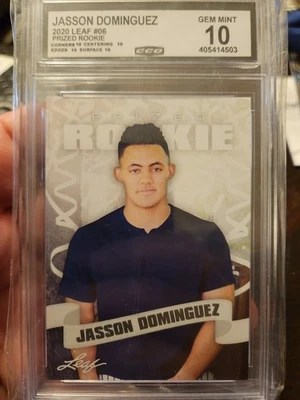 Jasson Dominguez 2020 Leaf Prized Rookie CCG 10 RC New York Yankees  - Image 1 of 2