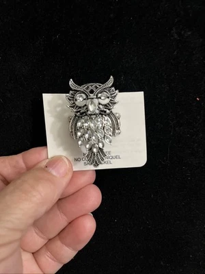 Anillo elástico ajustable con pedrería de metal llamativo búho para mujer talla 7-11 Foto 1 de 4