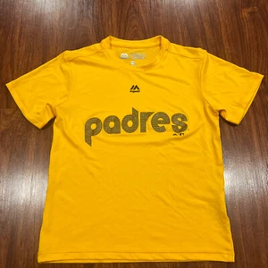 Majestic Evolution Youth San Diego Padres Yellow Jersey Shirt Small S MLB Boys - Picture 1 of 5