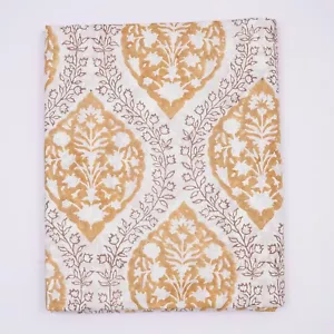 1 Yard Indian Handmade Natural Cotton Sanganeri Hand Block Print Floral Fabric - Picture 1 of 7