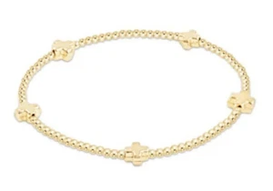 Enewton Signature Small Cross Gold-filled Pattern 2mm Bead Stack Bracelet New - Bild 1 von 1