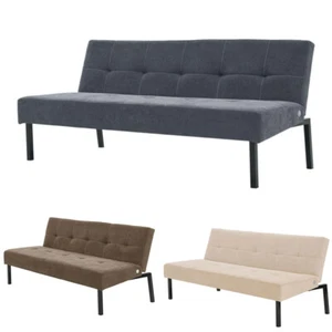 Budget Fabric Futon Clic Clac Sofa bed with Stable Metal Frame Legs, 3 Colors - Picture 1 of 27