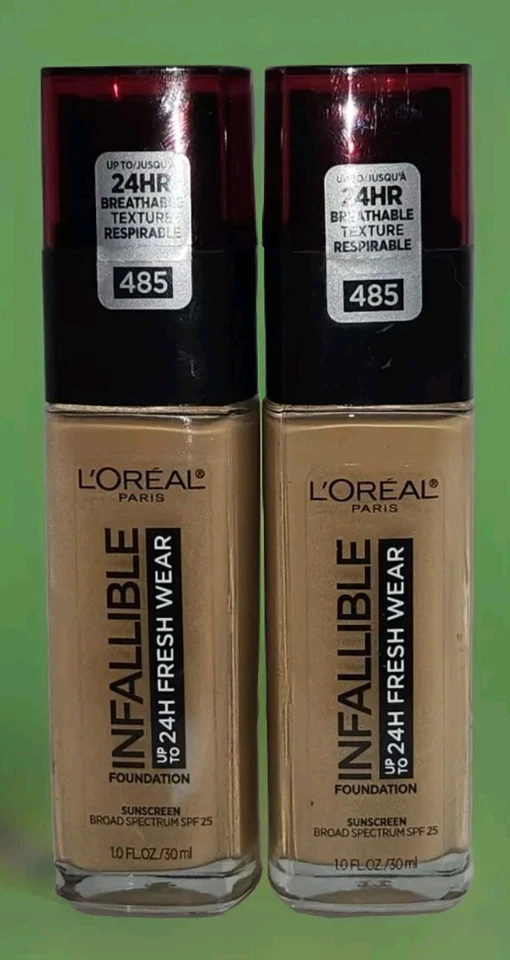 LOREAL Infallible 24hr Fresh Wear Foundation 485 Golden Sun 1oz Ea 2pcs new!!! - Image 1 of 1