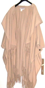 Schicker Woll Poncho /Cape mit Fransen und Kapuze - Bild 1 von 9
