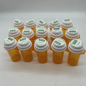 Prescription Medicine Bottles Small Empty Clean Amber Lot Of 15 Crafts Storage - Picture 1 of 6
