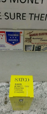 Satco   S3235   40W 120V    Frosted Torpedo STANDARD BASE  Bulb (8E2 - Image 1 of 4