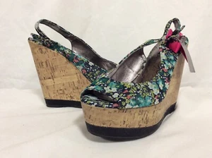 Material Girl WAVE Women’s Wedge Platform Sandals, Floral, Size US 10 M...BL - Picture 1 of 9