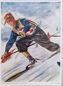 1933 Norddeutscher Lloyd Brema giornale pubblicità vintage sci poster titolo - Foto 1 di 18