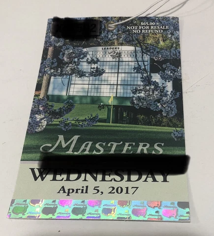 2017 Masters Golf Tournament Wednesday Practice Round Ticket Badge Sergio Garcia Cover