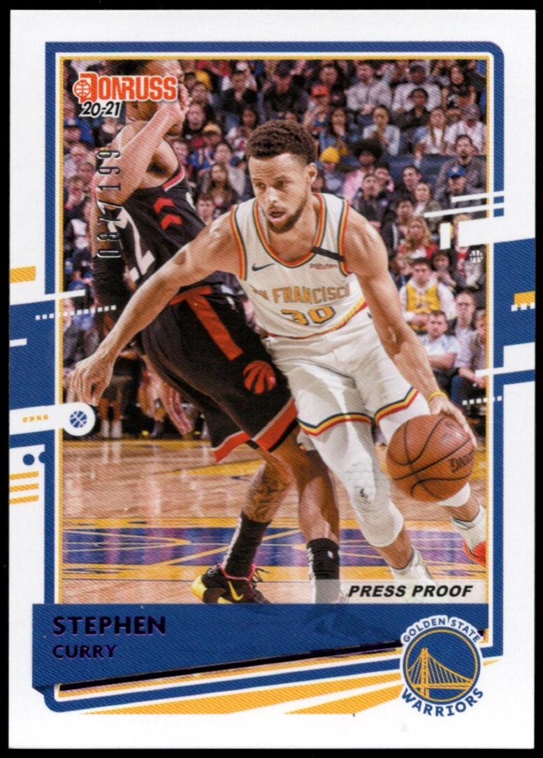 2020/21 Panini Donruss #41 STEPHEN CURRY "PURPLE PRESS PROOF" Parallel #087/199