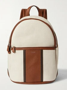 Mochila SERAPIAN de Lona y Cuero Grano Completo CK2 2021 Italia Blanco Marrón - Imagen 1 de 5