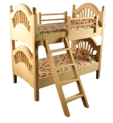 Puppenstube Miniatur - Stockbett Hochbett Etagenbett Holz natur unlackiert 1:12 - Bild 1 von 4