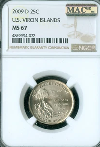 2009 D US VIRGIN ISLAND QUARTER NGC MS67 BUSINESS STRIKE MAC SPOTLESS * - Picture 1 of 2