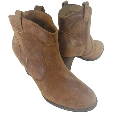 Clarks Indigo Womens Ankle Boots Booties Brown Suede Stacked Heel Pull On 10M - Image 1 of 4