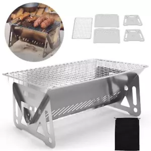 Grill Bbq Barbecue Charcoal Portable Folding Camping Outdoor Stove Steel Stain - Picture 1 of 14