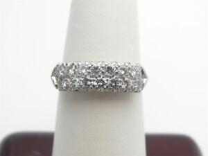 Vintage Estate Platinum 0.70ct VS/H Diamond Wedding Cluster Band Ring