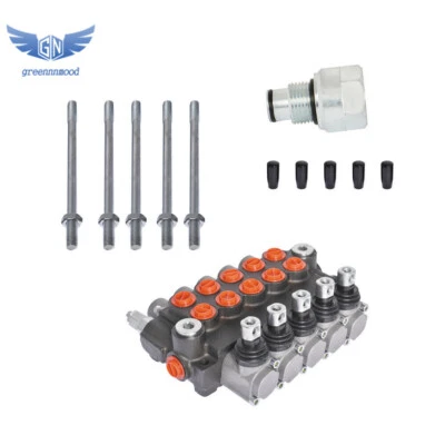 Válvula de control hidráulica monobloque de doble acción de 5 carretes 11 GPM + enchufe de conversión Foto 1 de 4