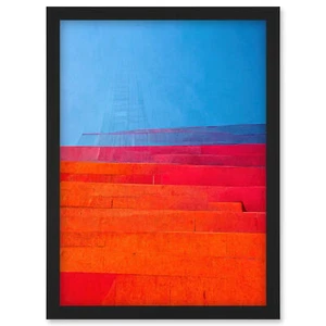 Stufen blau lila rosa orange rot gerahmtes Wandbild Bild Druck A4 - Bild 1 von 31