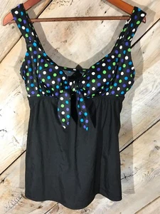 Longitude women’s one piece bathing swim suit size talla 12 black/polka dot - Picture 1 of 7