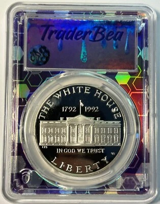 1992-W $1 White House Proof Silver Dollar - PCGS PR69 DCAM TraderBea Holo Core  - Image 1 of 2