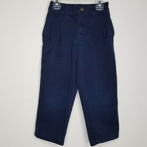 Arrow Boys Chino Pants Size 4 Reg Navy Blue Zip Elastic Waist Pockets Pleated