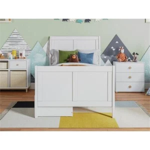 Portland Solid Wood Twin Storage Platform Bed with Matching Footboard in White - Picture 1 of 12