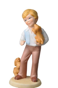 AVON VINTAGE 1981 "BEST FRIENDS" FIGURINE Dog Puppy Boy Ceramic 6" H - Picture 1 of 3