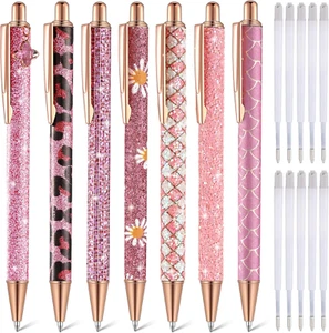 Sherr 7 Pcs Fancy Pens for Women Cute Sparkly Glitter Pens with 10 Pcs Black Ink - Picture 1 of 12