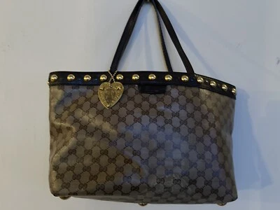Gucci Babouska Tote Medium in GG Web Coated Canvas and Brown Leather Trim - Image 1 of 4