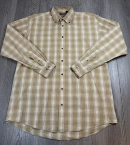 Burberry London Shirt Men's Large Long Sleeve Button Down Tan Plaid Made In USA - Picture 1 of 9