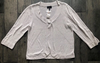 NEW Investments Womens Cardigan Sweater Silver Gray Size XL BIG BUTTON - Image 1 of 4