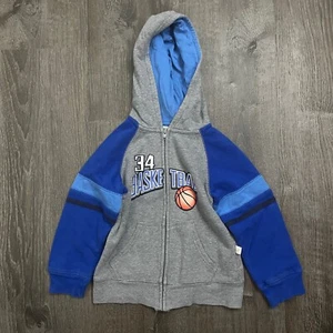 Simply For Sports Boys Hooded Full Zip Sweater Basketball Blue Gray Size M 5/6 - Picture 1 of 4