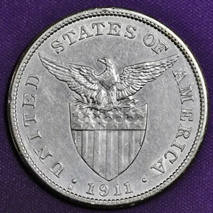 1911-s Philippines 1 Peso Silver. High Grade. 204653 - Picture 1 of 2
