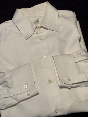 Camisa Armani Collezioni Texturizada 16/41 Algodón Rayas Blancas Hecha en Italia Foto 1 de 4