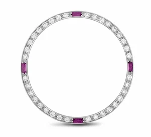 .90CT BEAD SET NATURAL DIAMOND BEZEL 14KW GOLD FOR ROLEX DATE 34MM WITH 4 RUBIES - Picture 1 of 6