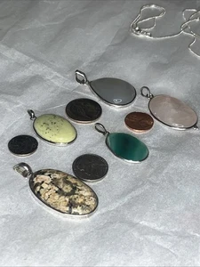 Lote de 5 colgantes surtidos de piedra y plata de ley  - Imagen 1 de 9
