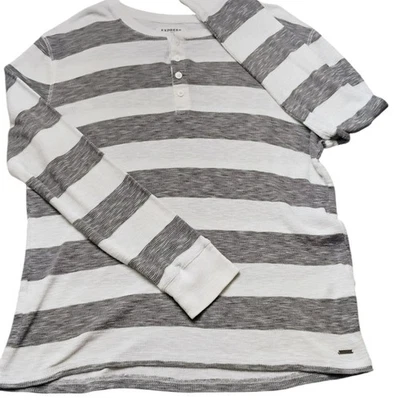 Camisa Suéter Express Para Hombre Talla XL Tejido Gofre Manga Larga Gris Blanco Rayas Foto 1 de 4