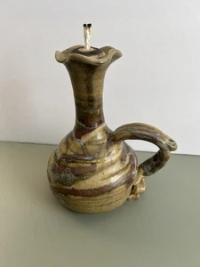 Vintage Mid Century Keramik Öl Brenner Lampe mit Docht 6 1/4" hoch signiert Buie - Bild 1 von 9