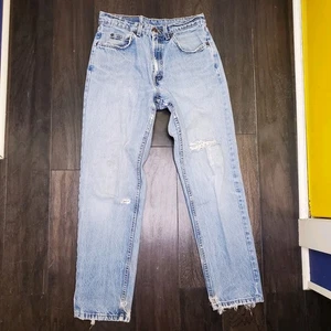 Vintage Levi 565 Orange Tab Cut Distressed Irregular Stamp Relaxed Fit Light Blu - Picture 1 of 13