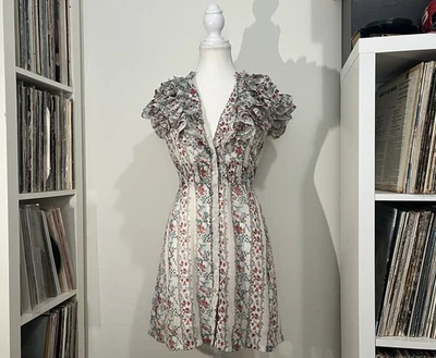 Y2K Twenty One Ruffle Boho Prairie Cottage Floral Tie Back Mini Dress Women’s S - Image 1 of 4